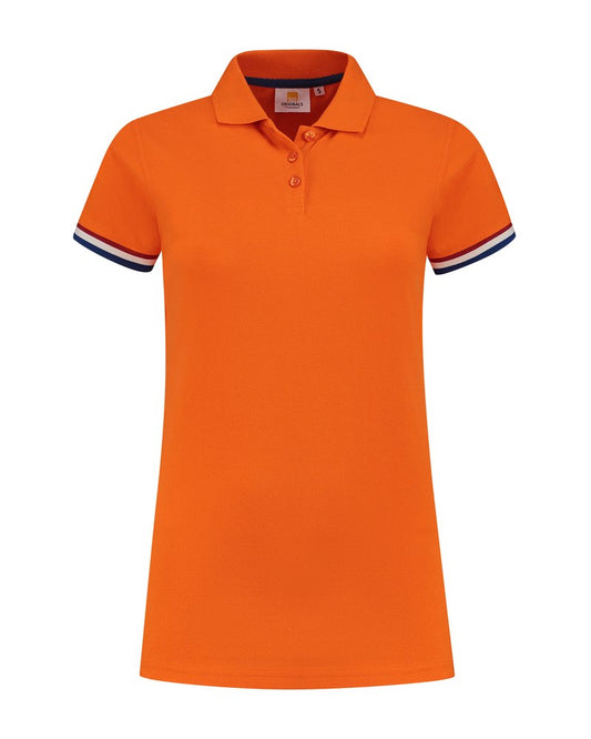 Oranje Dames Polo met Rood / Wit / Blauw Vlag