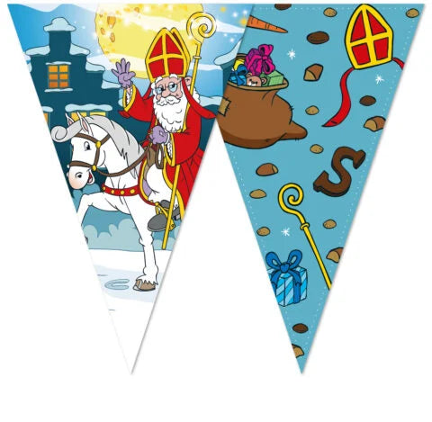 Vlaggenlijn Sinterklaas 2 zijdig bedrukt 10 meter Sinterklaas