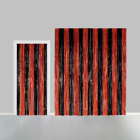 Deurgordijn 1x2,4m Rood/Zwart - Halloween