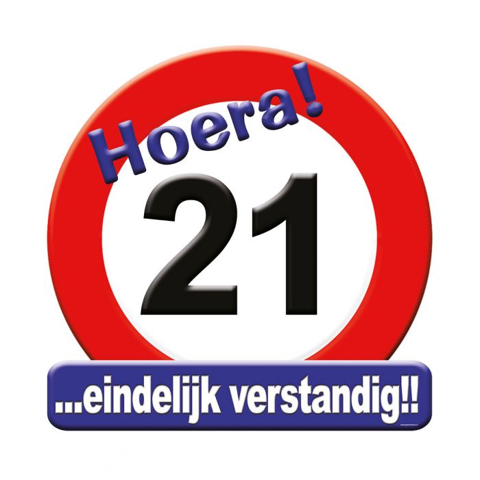 Huldeschild Verkeersbord - 21 jaar