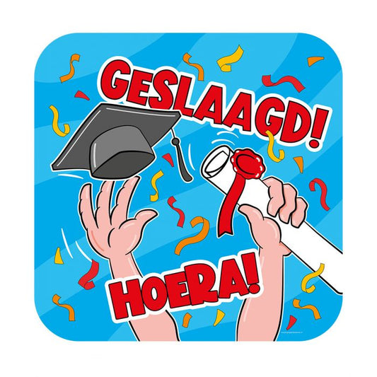 Huldeschild Cartoon - Geslaagd