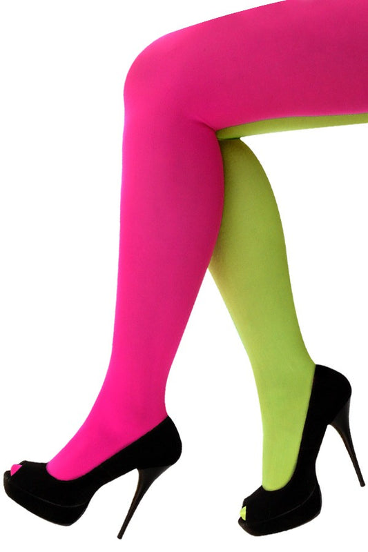 Panty fluor roze/fluor geel one size