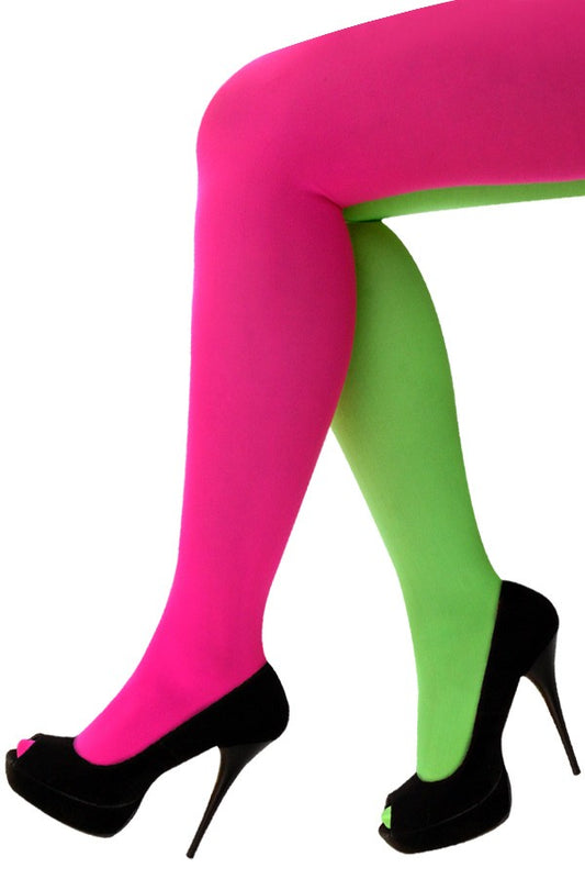 Panty fluor roze/fluor groen one size