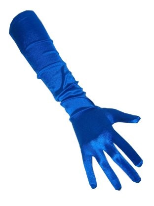 Handschoenen satijn blauw 48 cm