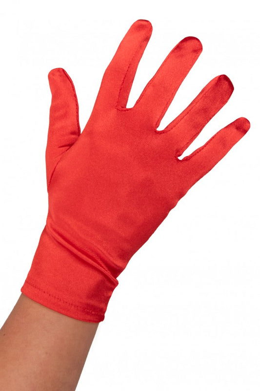 Handschoen satijn 20 cm rood